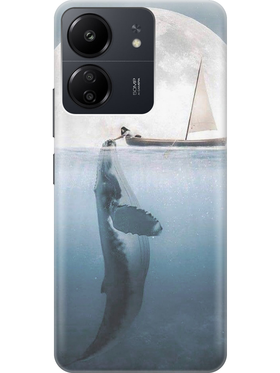 

Силиконовый чехол на Xiaomi Redmi 13C "Кит и лодка", Белый;голубой;серый, 20001464
