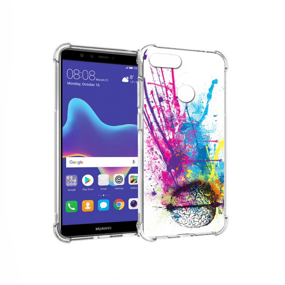 

Чехол MyPads Tocco для Huawei Enjoy 8 Plus яркий красочный мозг (PT108787.33.710), Прозрачный, Tocco