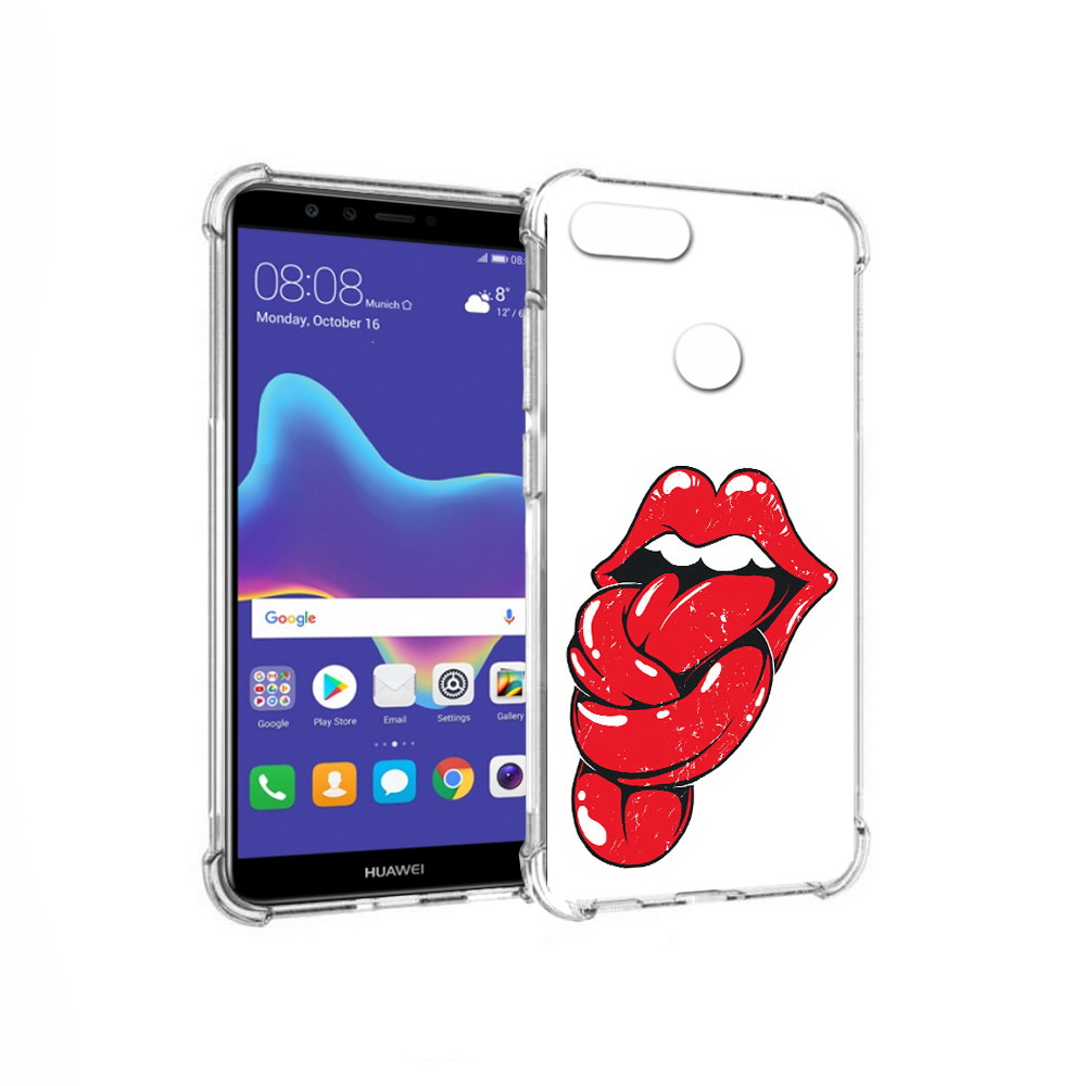 

Чехол MyPads Tocco для Huawei Enjoy 8 Plus яркие губы с языком (PT108787.33.705), Прозрачный, Tocco