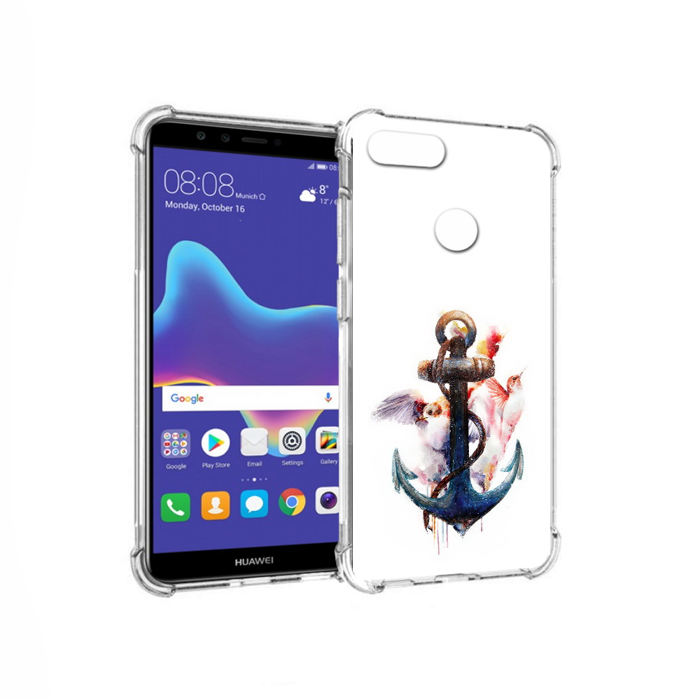 

Чехол MyPads Tocco для Huawei Enjoy 8 Plus якорь с птицами (PT108787.33.703), Прозрачный, Tocco