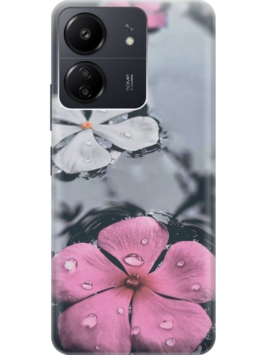 

Силиконовый чехол на Xiaomi Redmi 13C "Фиалки в воде", Розовый;серый, 20001464