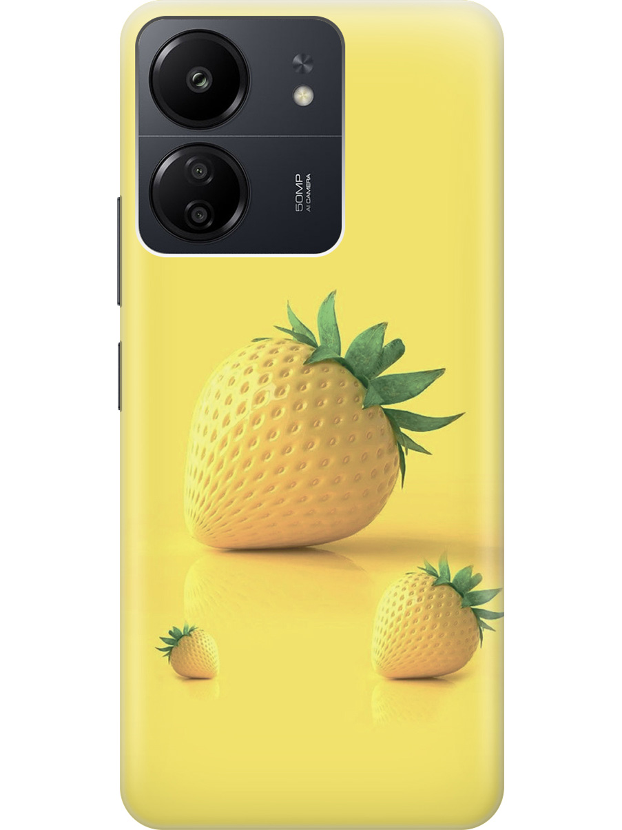 

Силиконовый чехол на Xiaomi Redmi 13C "Желтая клубника", Черный, 20001464