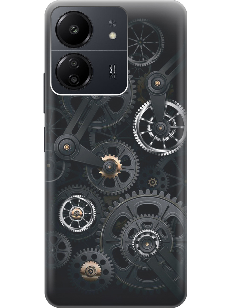 

Силиконовый чехол на Xiaomi Redmi 13C "Механизм", Белый;серый, 20001464
