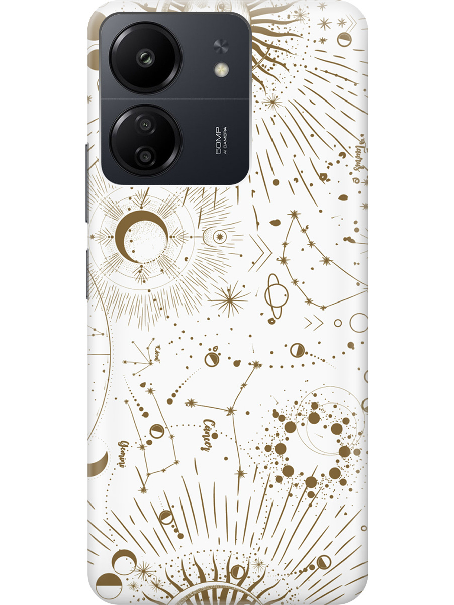 

Силиконовый чехол на Xiaomi Redmi 13C "Карта звездного неба", Белый;золотистый, 20001464