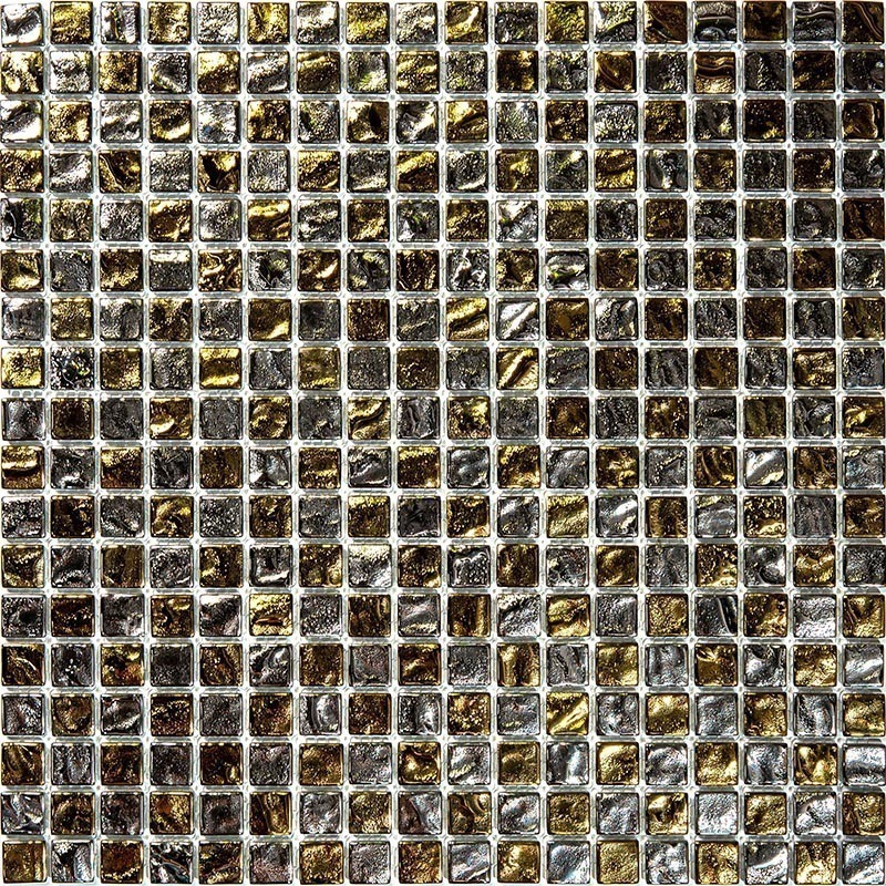 фото Стеклянная мозаика natural crystal серебряный золотой bsu-33-15 14.5x14.5