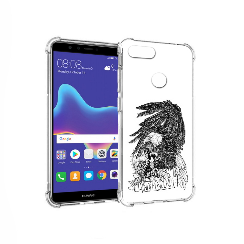 

Чехол MyPads Tocco для Huawei Enjoy 8 Plus черно белый сокол (PT108787.33.688), Прозрачный, Tocco