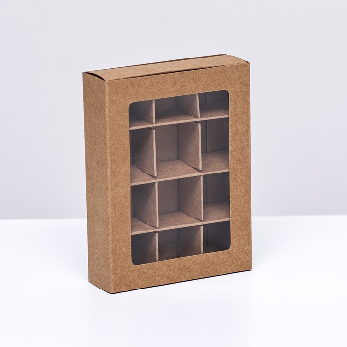 

Коробка для конфет 12 штук, 11,5 х 8,7 х 2,5 Тонкие разделители, Крафт, Коричневый