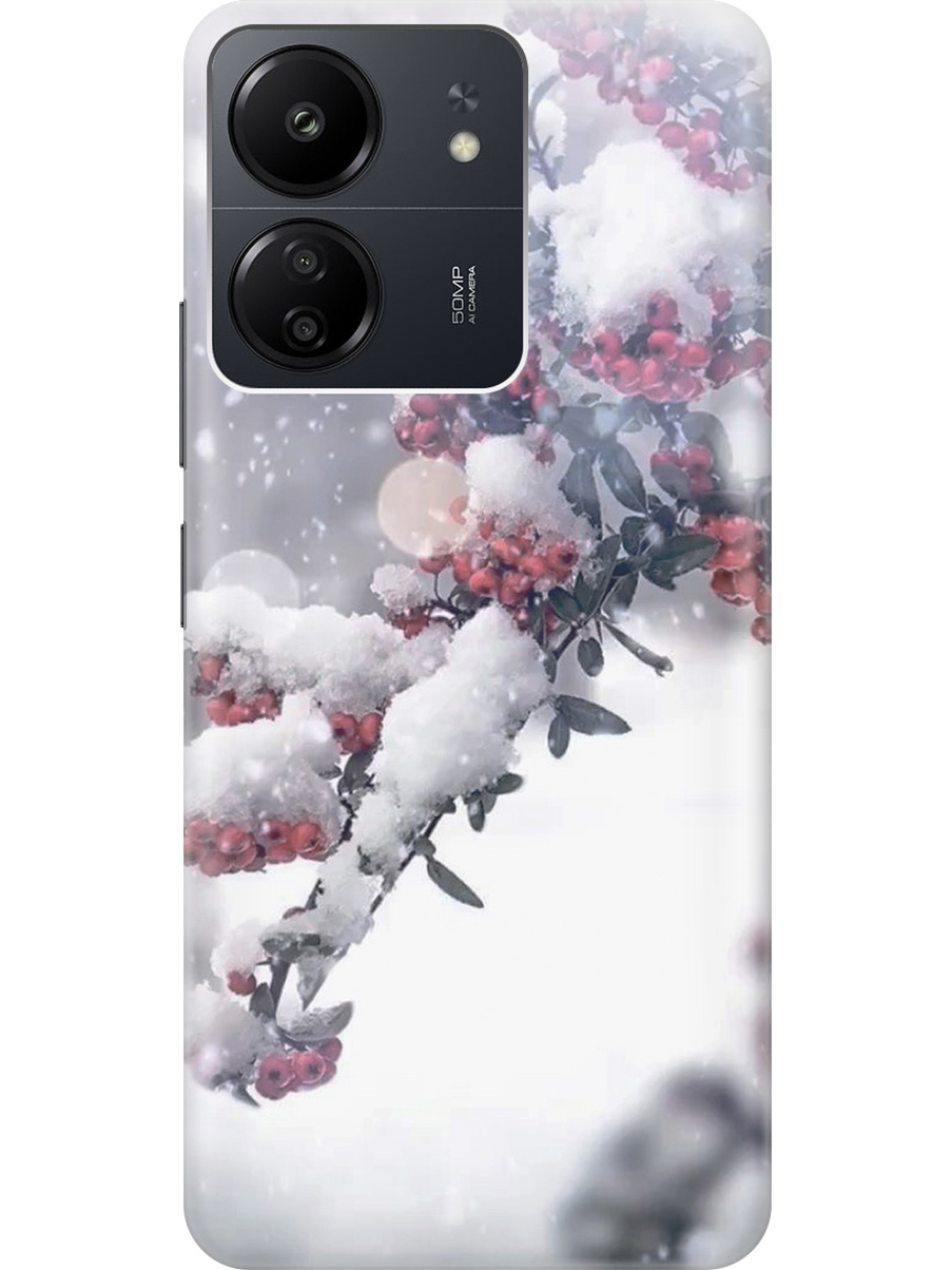 

Силиконовый чехол на Xiaomi Redmi 13C "Заснеженная рябина", Белый;серый;красный, 20001464
