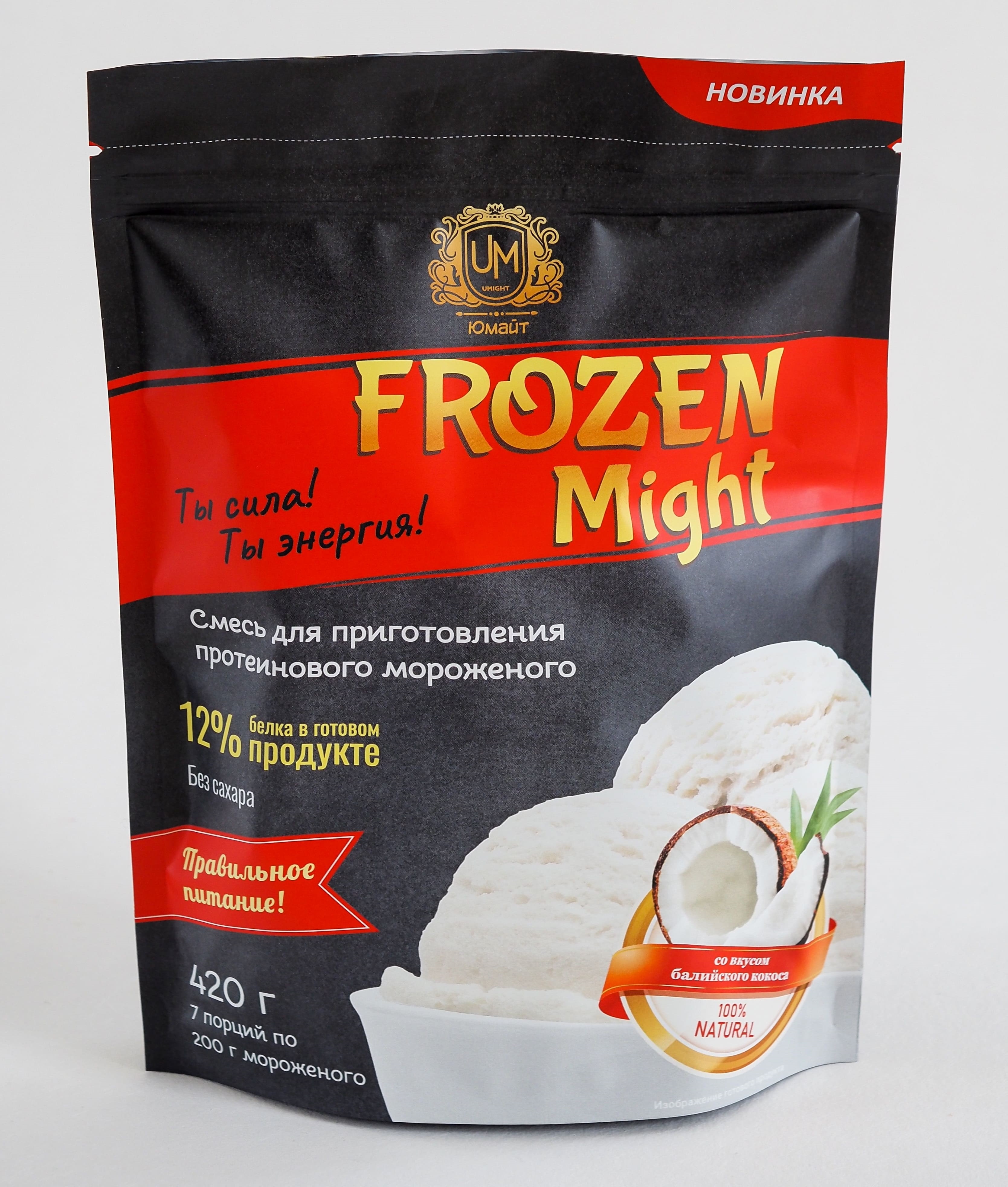 

Протеиновое мороженое "Frozen Might" со вкусом балийского кокоса (сухая смесь), 420 г