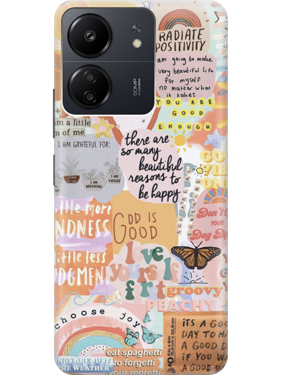

Силиконовый чехол на Xiaomi Redmi 13C "Милые стикеры", Оранжевый;розовый, 20001464