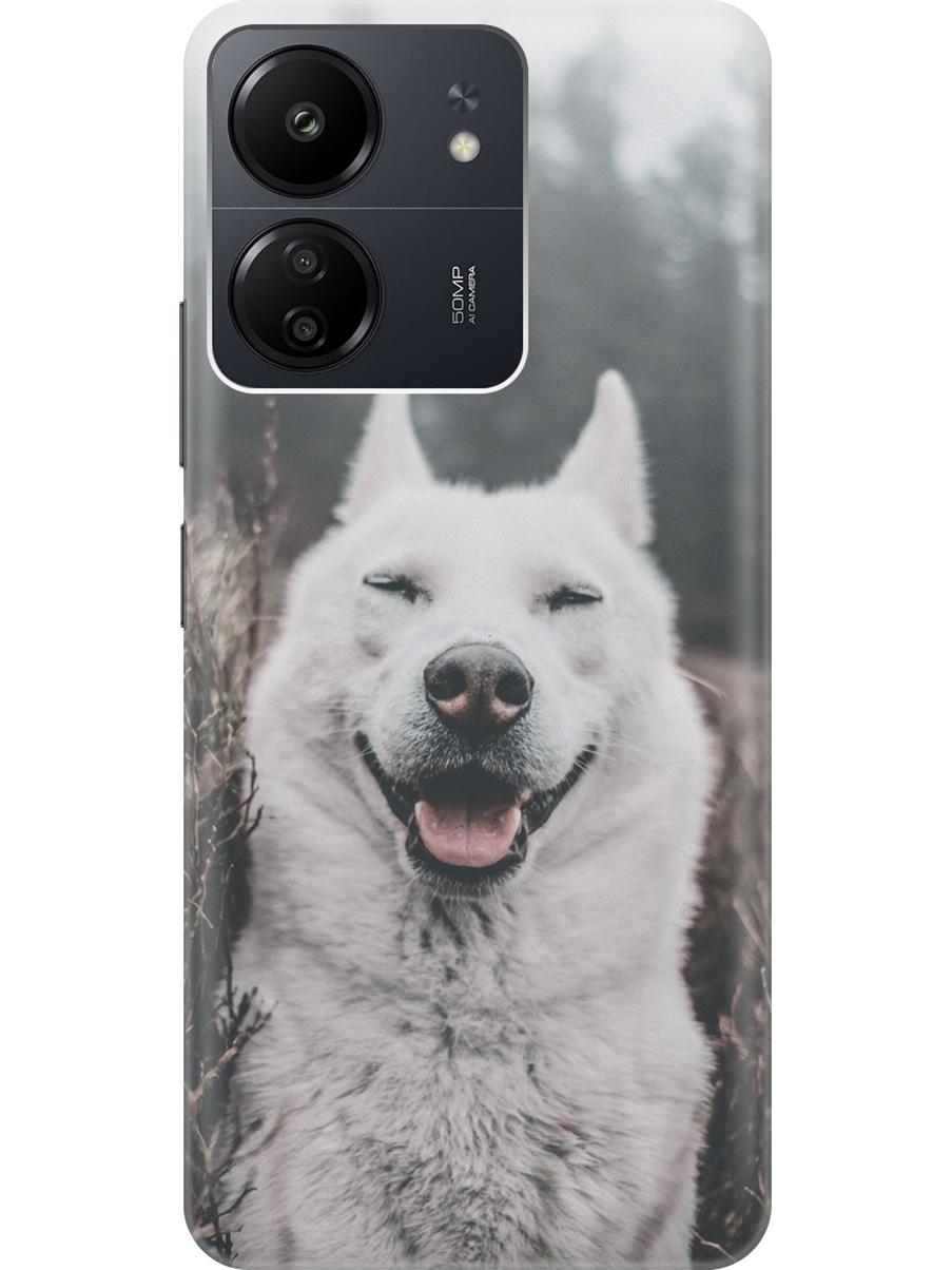 

Силиконовый чехол на Xiaomi Redmi 13C "Довольный пес", Серый;черный, 20001464