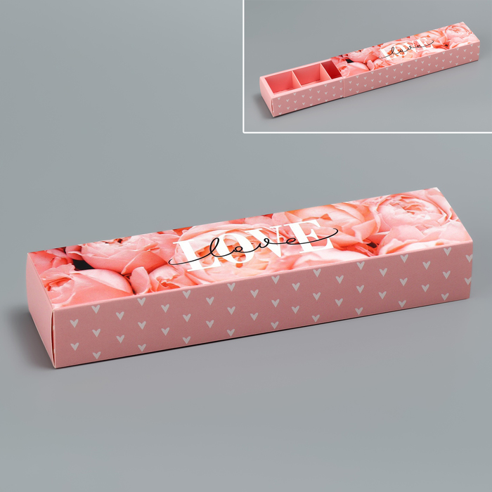 

Коробка для конфет Love, 5х21х3.3 см (5 шт.), Розовый