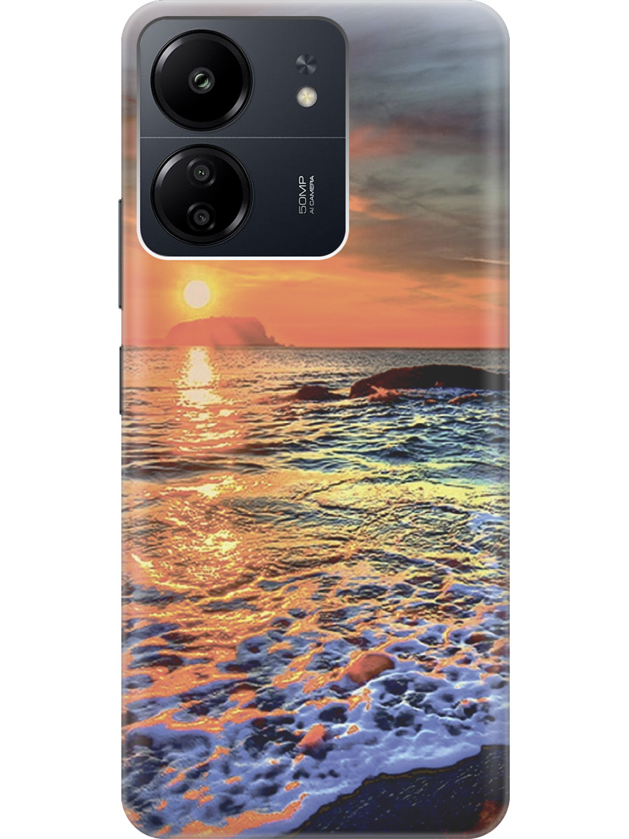

Силиконовый чехол на Xiaomi Redmi 13C "Закат на море", Белый;оранжевый, 20001464