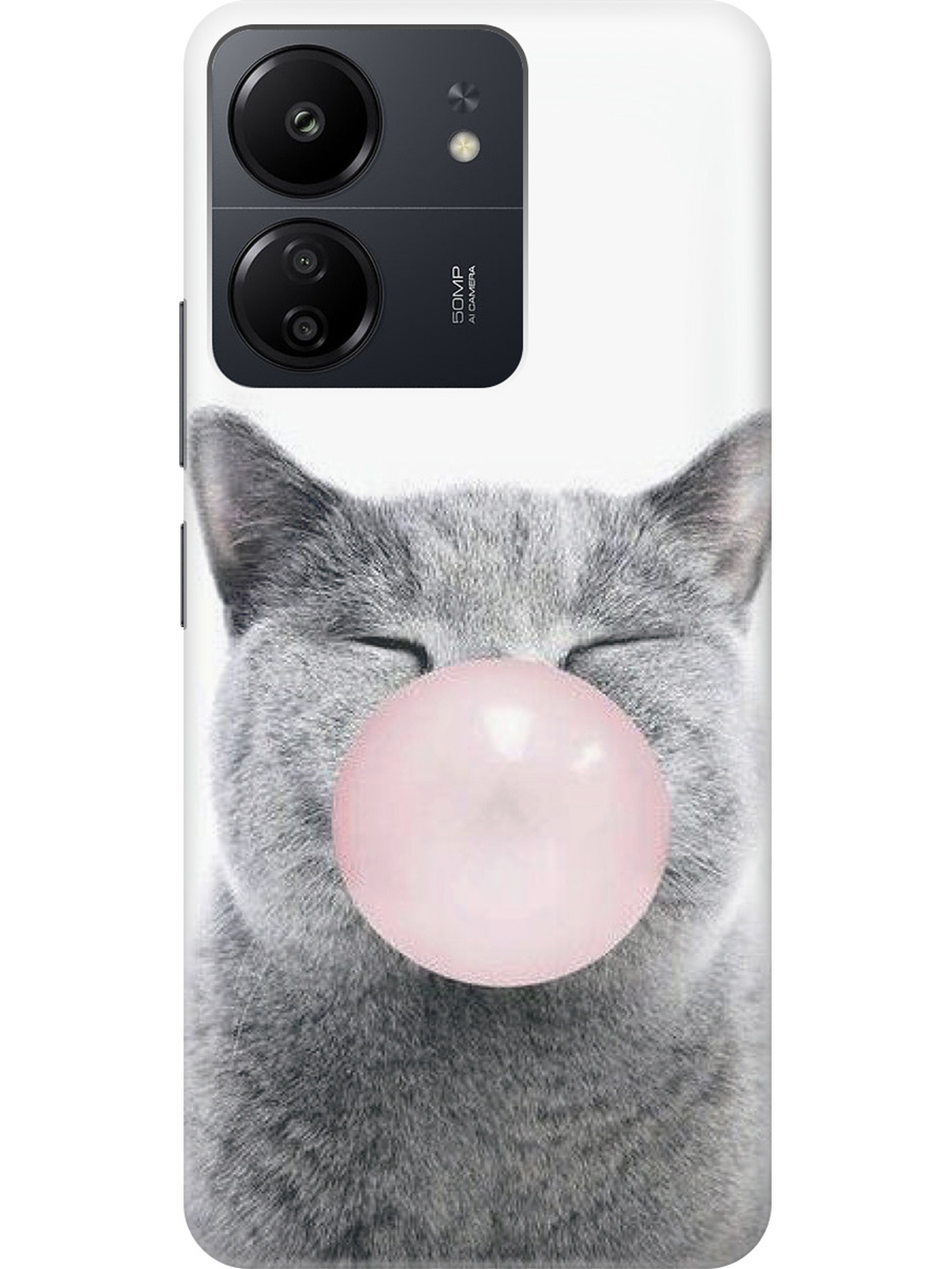 

Силиконовый чехол на Xiaomi Redmi 13C "Кот с жевачкой", Белый;коричневый;серый, 20001464