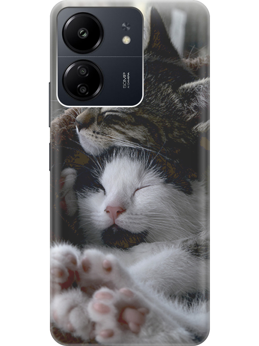 

Силиконовый чехол на Xiaomi Redmi 13C "Отдыхающие котики", Белый;коричневый;черный, 20001464
