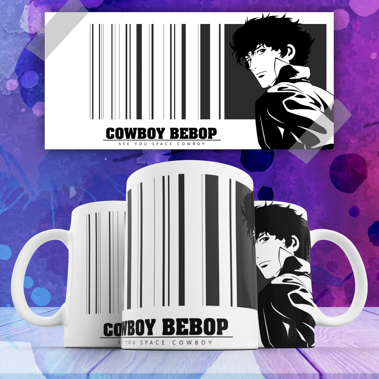 

Кружка Ковбой Бибоп Cowboy Bebop Спайк Шпигель с принтом аниме 330 мл