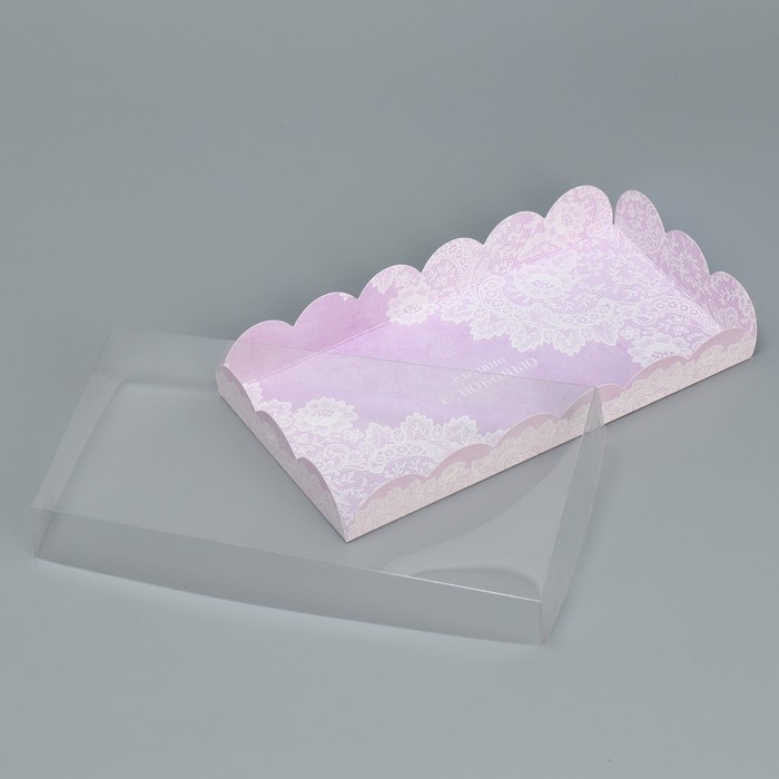 

Коробка для кондитерских изделий с PVC-крышкой «Сделано с любовью», 21 x 10,5 x 3 см, Розовый