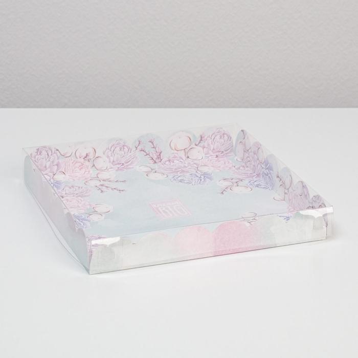 

Коробка для кондитерских изделий с PVC-крышкой Мечтай!, 21  21  3 см 5 шт., Белый;розовый