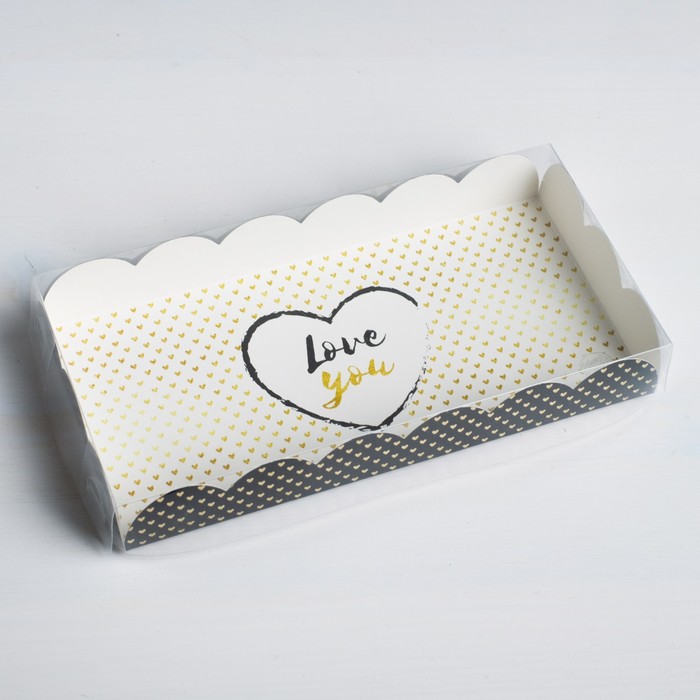 

Коробка для кондитерских изделий с PVC-крышкой «Love you», 21 x 10.5 x 3 см