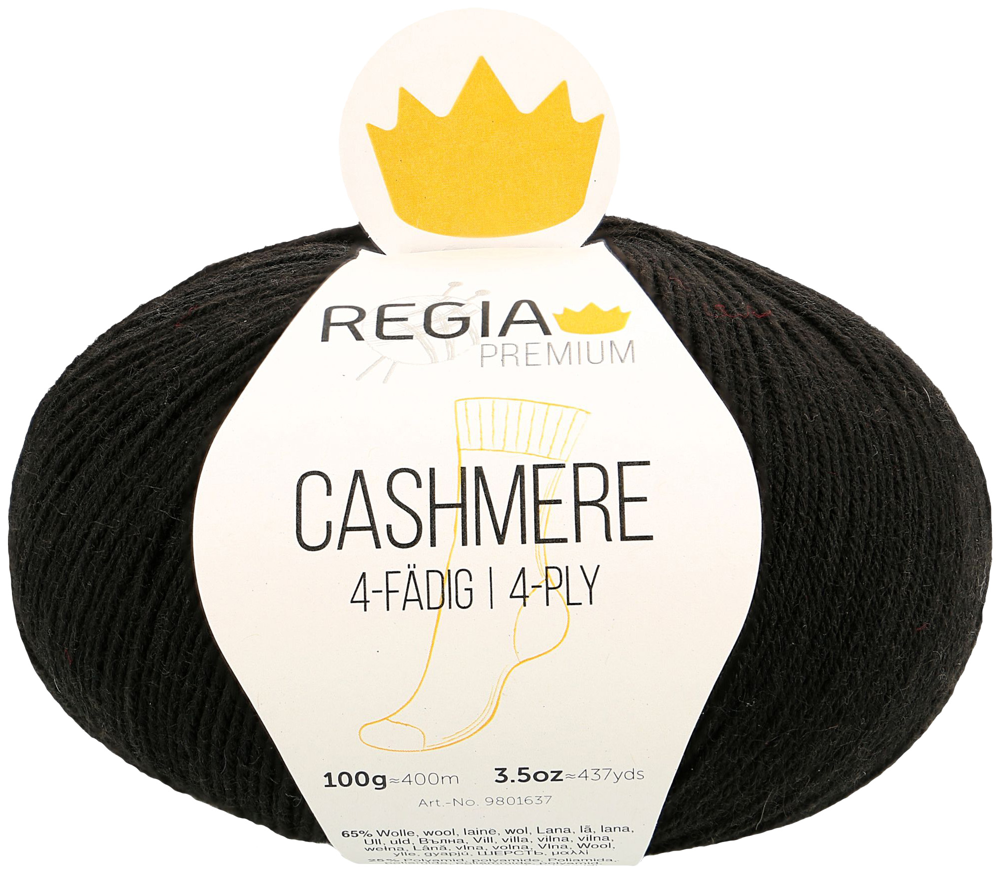 

Пряжа для вязания Regia 9801637 Cashmere (00099), Черный, Cashmere