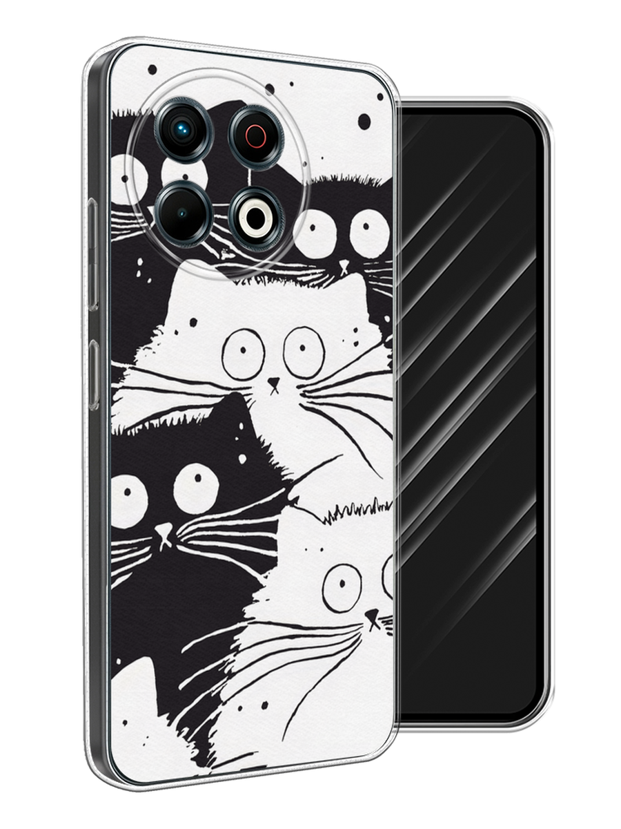

Чехол Awog на Tecno Spark 30 Pro "Коты черно-белые", Черный;белый, 309850-1