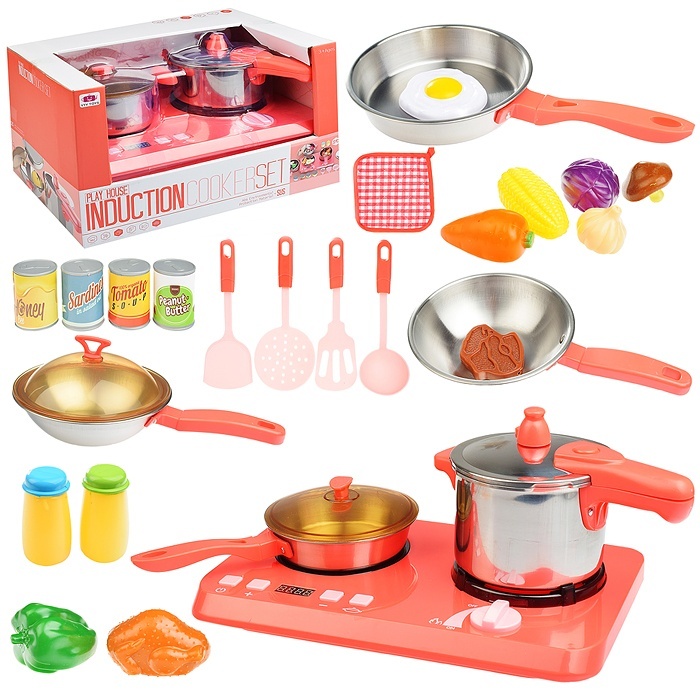 фото Набор детской посуды oubaoloon 14 предметов, 12 продуктов, варочная панель, звук