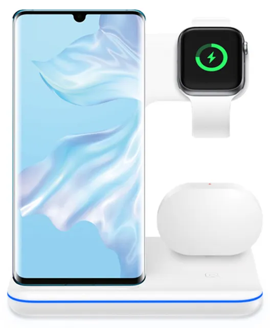 Беспроводное зарядное устройство 3 в 1 для телефонов iPhone Samsung часов Apple Watch 2190₽