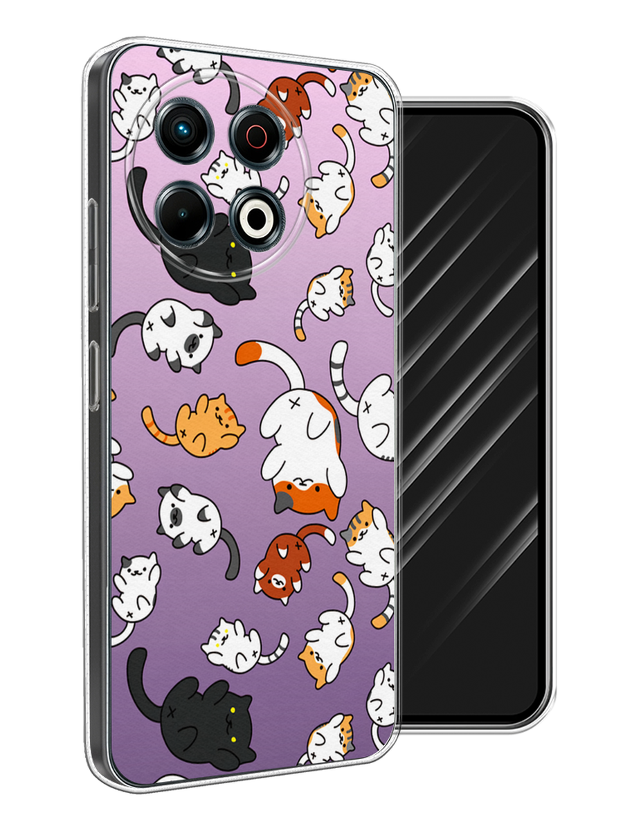 

Чехол Awog на Tecno Spark 30 Pro "Котопад", Фиолетовый;белый, 309850-1