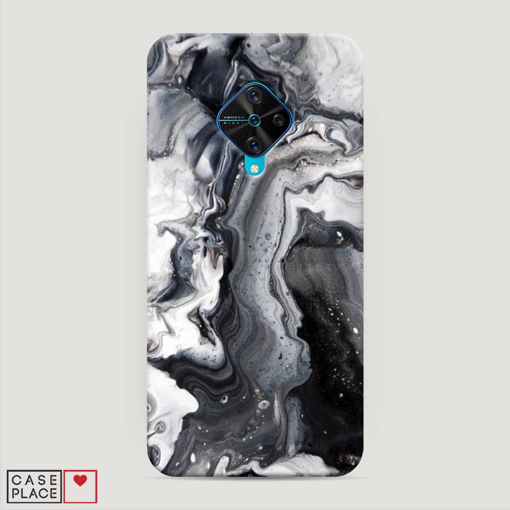 

Пластиковый чехол "Бело-черные сложные полосы" на Vivo Y9s, 262420-2