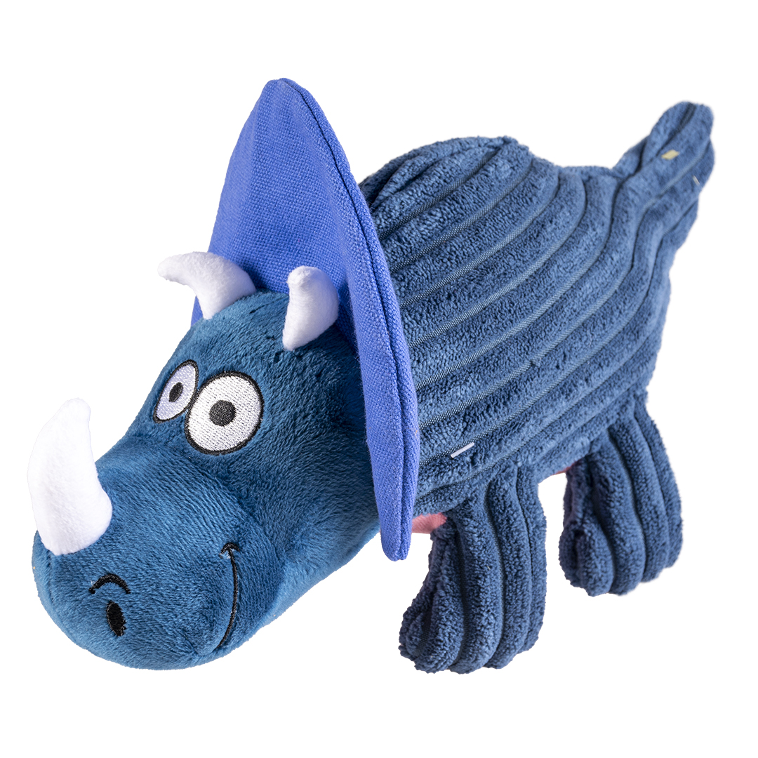 Игрушка для собак мягкая Duvo+ Динозавр - Трицератопс, синяя, 31х13х15см
