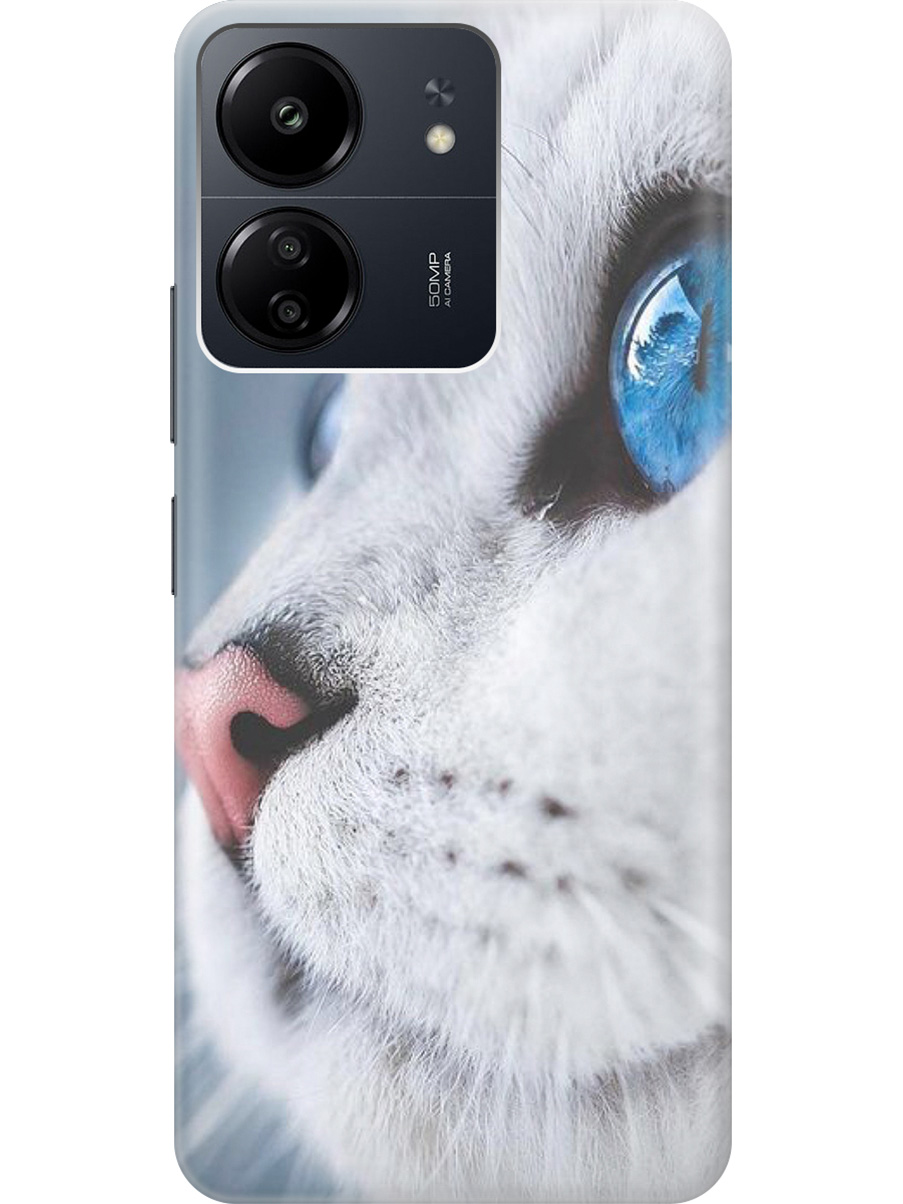 

Силиконовый чехол на Xiaomi Redmi 13C "Кошачий взгляд", Белый;голубой, 20001464