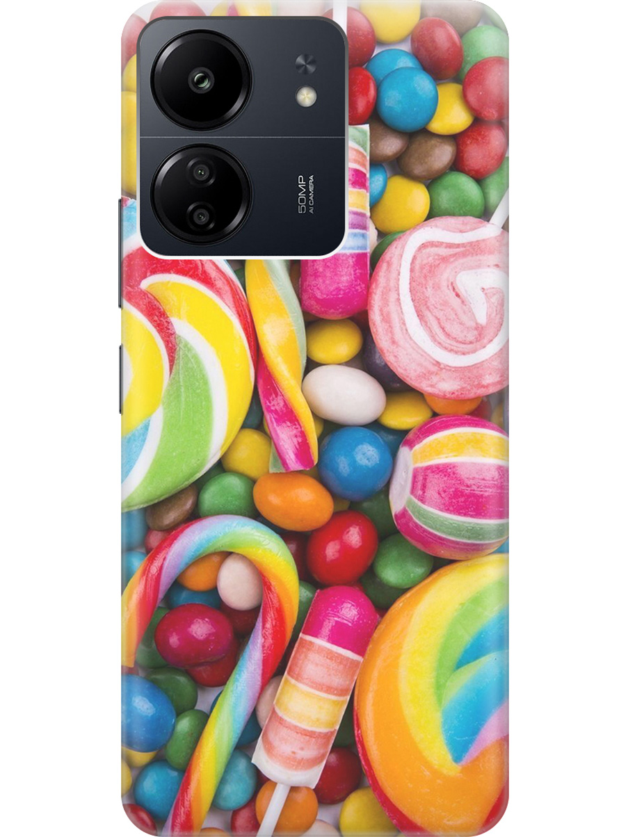 

Силиконовый чехол на Xiaomi Redmi 13C "Сладости", Желтый;розовый, 20001464