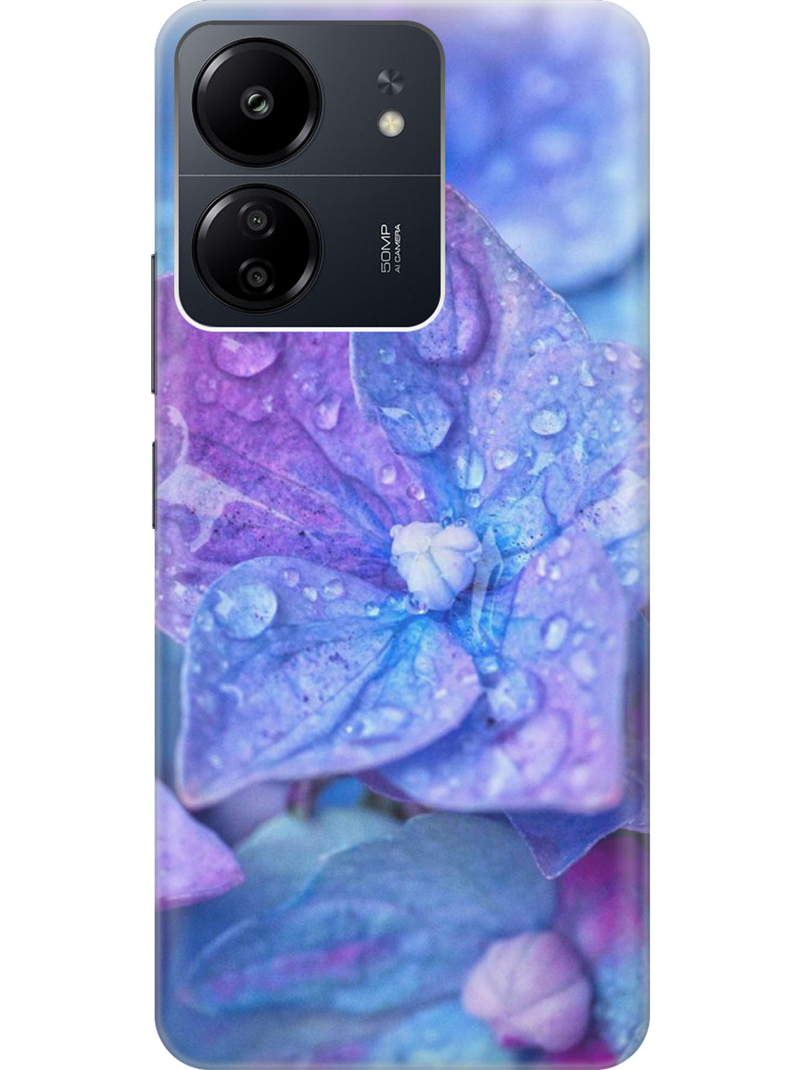 

Силиконовый чехол на Xiaomi Redmi 13C "Голубой цветочек", Голубой;фиолетовый, 20001464