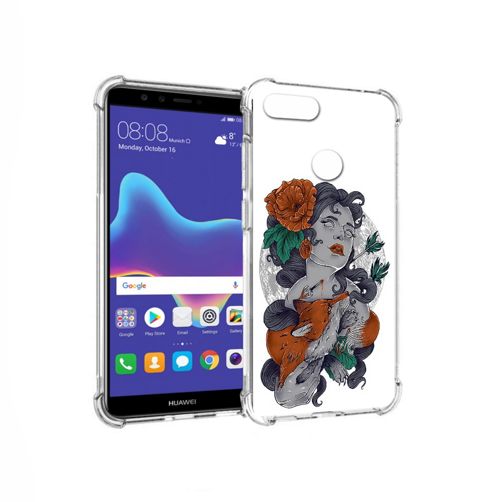 

Чехол MyPads Tocco для Huawei Enjoy 8 Plus темная девушка с лисой (PT108787.33.639), Прозрачный, Tocco