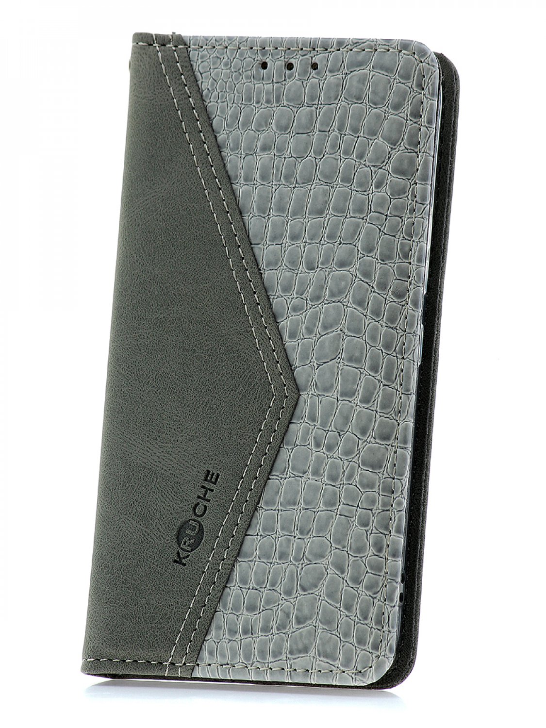 фото Чехол книжка для samsung galaxy s22 ultra kruche purse croc grey кruче