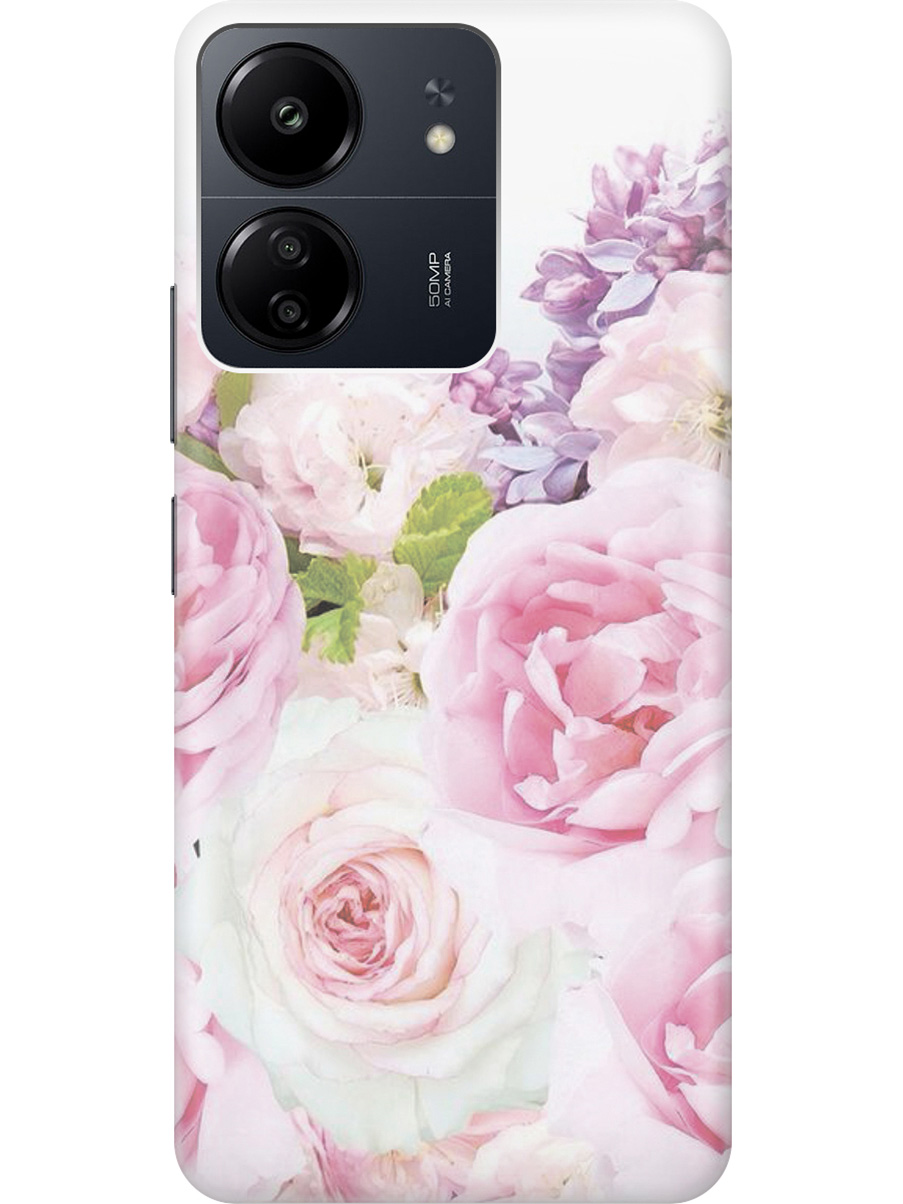 

Силиконовый чехол на Xiaomi Redmi 13C "Розовый букет", Белый;розовый, 20001464