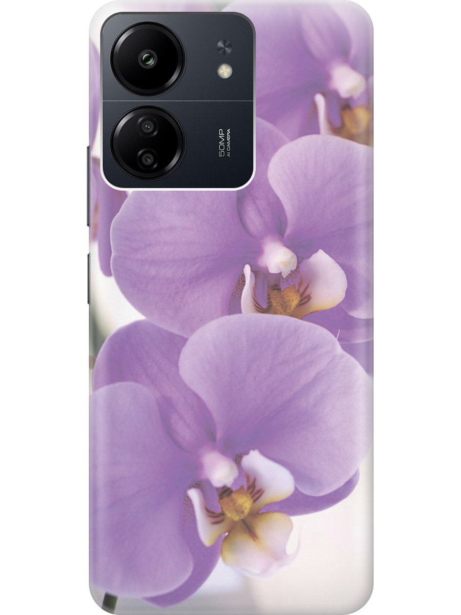

Силиконовый чехол на Xiaomi Redmi 13C "Сиреневые орхидеи", Фиолетовый;серый, 20001464