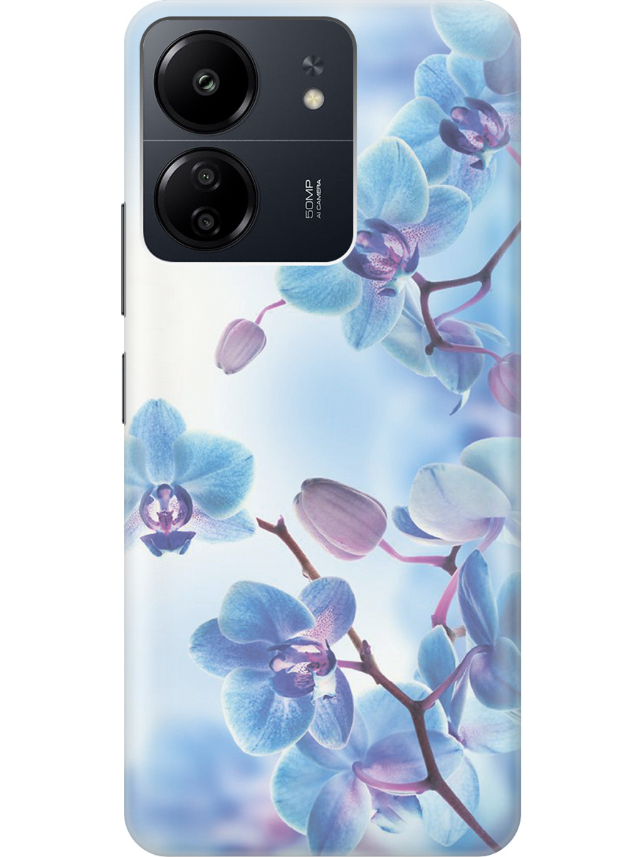 

Силиконовый чехол на Xiaomi Redmi 13C "Голубые орхидеи", Голубой;серый, 20001464