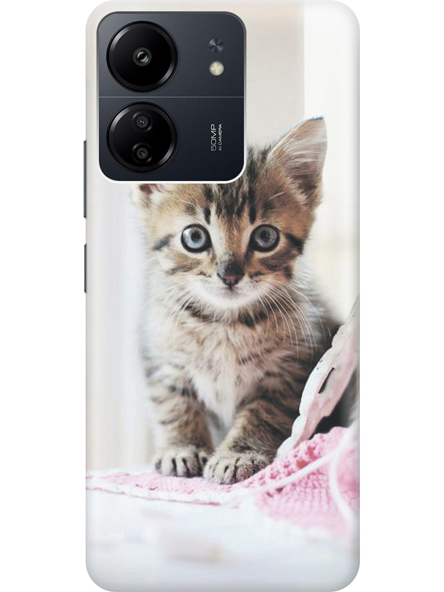 

Силиконовый чехол на Xiaomi Redmi 13C "Милый котенок", Белый;коричневый, 20001464