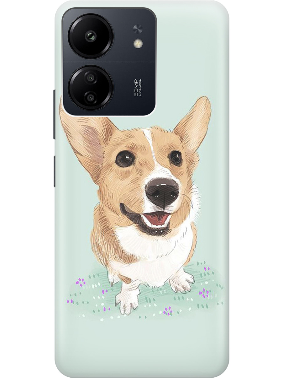 

Силиконовый чехол на Xiaomi Redmi 13C "Корги", Белый;зеленый;коричневый, 20001464