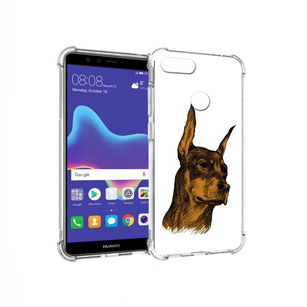 

Чехол MyPads Tocco для Huawei Enjoy 8 Plus скетч доберман (PT108787.33.605), Прозрачный, Tocco