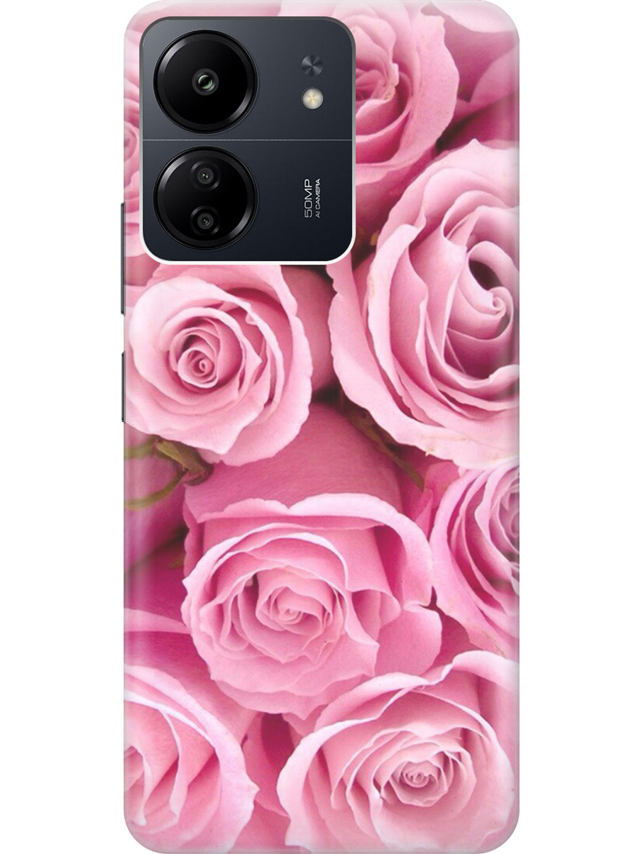 

Силиконовый чехол на Xiaomi Redmi 13C "Букет роз", Белый;красный;розовый, 20001464