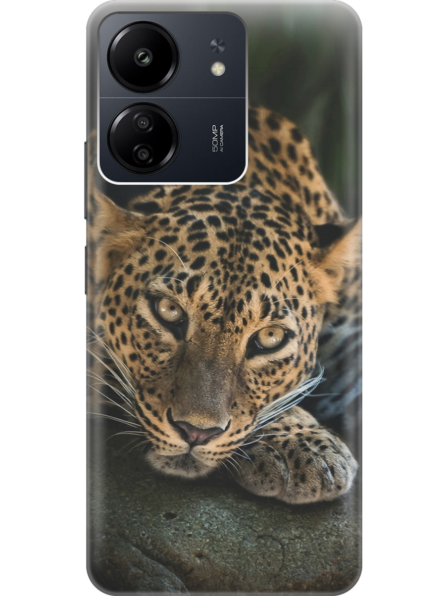 

Силиконовый чехол на Xiaomi Redmi 13C "Загадочный леопард", Коричневый;оранжевый;черный, 20001464