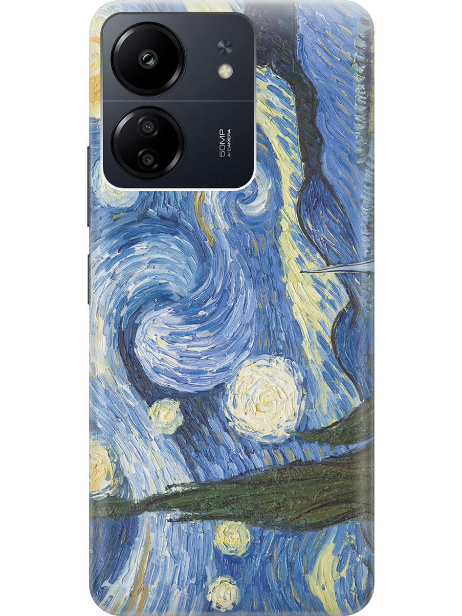 

Силиконовый чехол на Xiaomi Redmi 13C "Звездная ночь", Голубой;желтый, 20001464
