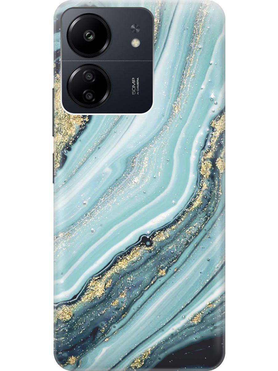 

Силиконовый чехол на Xiaomi Redmi 13C "Зеленый мрамор", Белый;зеленый, 20001464