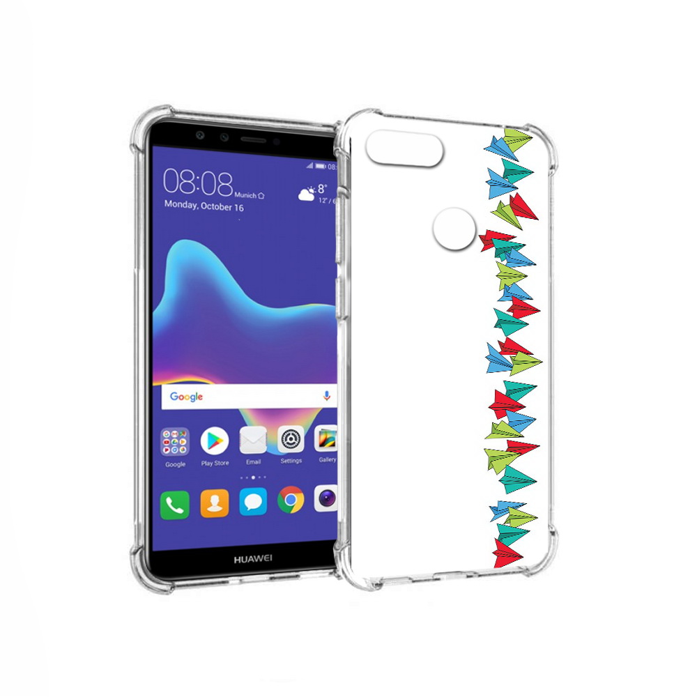 

Чехол MyPads Tocco для Huawei Enjoy 8 Plus самолетики из листочков (PT108787.33.593), Прозрачный, Tocco