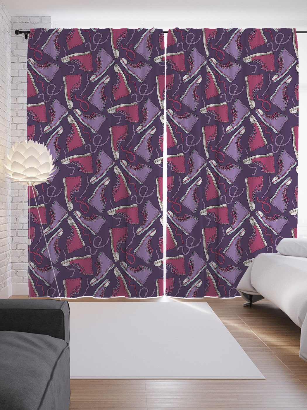 

Шторы JoyArty с фотопечатью "Разбросанные кеды" из сатена, 290х265 см, Разбросанные кеды