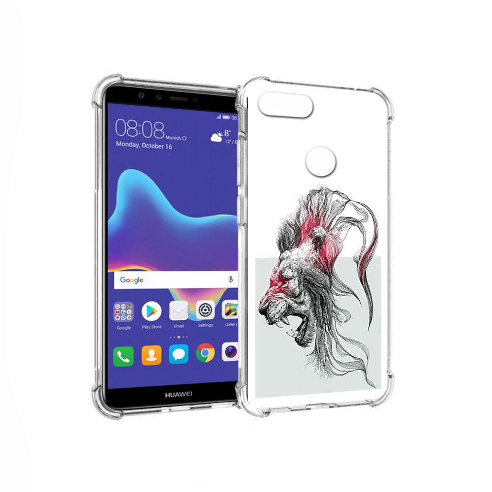 

Чехол MyPads Tocco для Huawei Enjoy 8 Plus разъяренный лев (PT108787.33.576), Прозрачный, Tocco