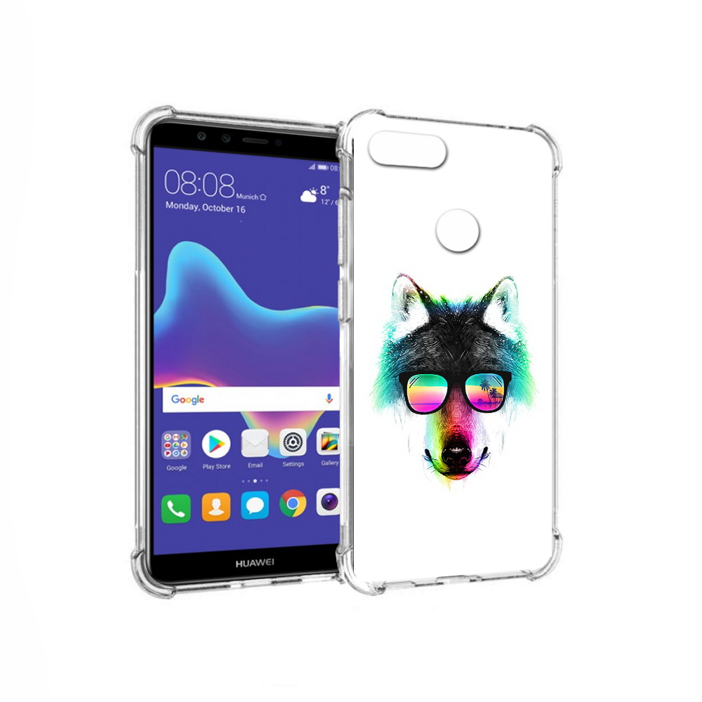 

Чехол MyPads Tocco для Huawei Enjoy 8 Plus радужный волк (PT108787.33.567), Прозрачный, Tocco