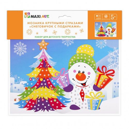 

Мозаика крупными стразами Maxi Art Снеговичок с Подарками MA-KN0255-6